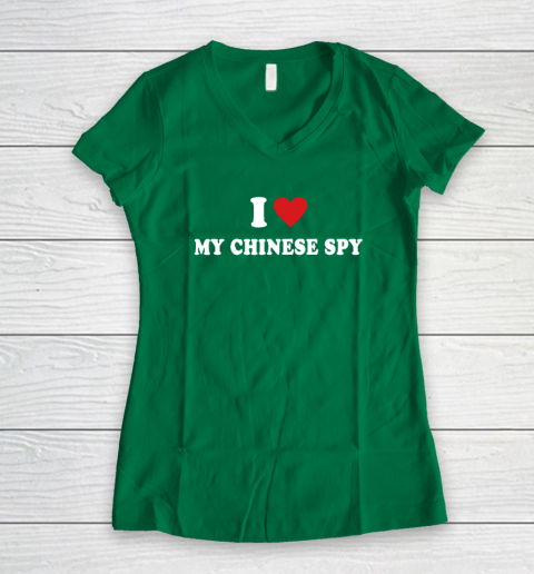 I Love My Chinese Spy I Heart My Chinese Spy Women's V-Neck T-Shirt 3
