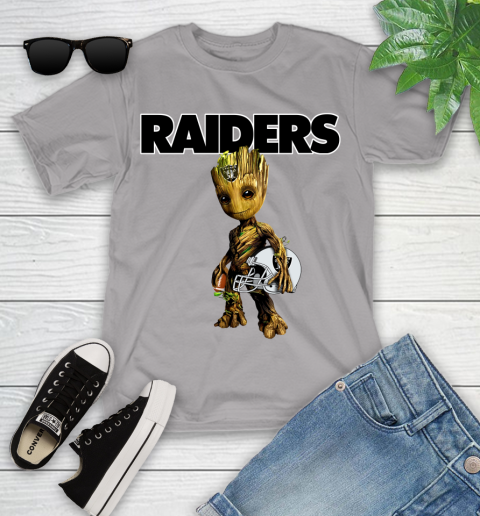 Oakland Raiders NFL Football Groot Marvel Guardians Of The Galaxy Youth T-Shirt 4
