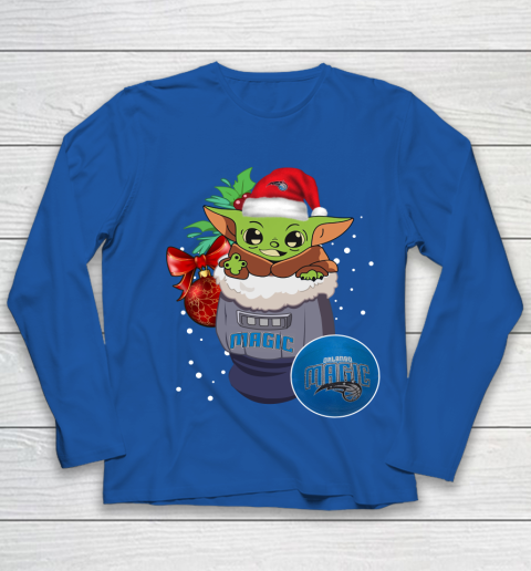 Orlando Magic Christmas Baby Yoda Star Wars Funny Happy NBA Youth Long Sleeve 9