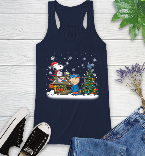 Oklahoma City Thunder NBA Basketball Christmas The Peanuts Movie Snoopy Championship Racerback Tank 10