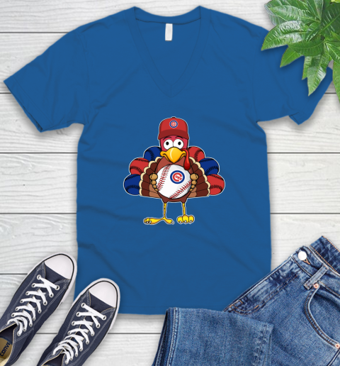 Chicago Cubs Turkey thanksgiving V-Neck T-Shirt 6