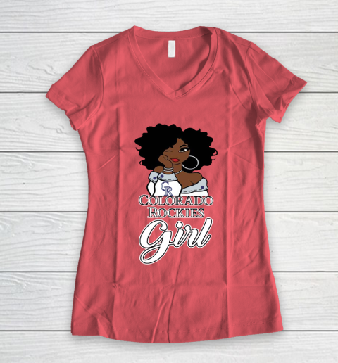 Colorado Rockiess Girl MLB Women's V-Neck T-Shirt 6