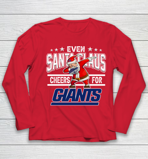 New York Giants Even Santa Claus Cheers For Christmas NFL Youth Long Sleeve 8