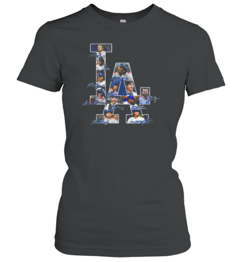 Los Angeles Dodgers name and signature LA Logo Women's T-Shirt