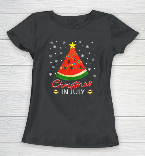 Watermelon Christmas Tree Christmas In July Summer Vacation Women's T-Shirt
