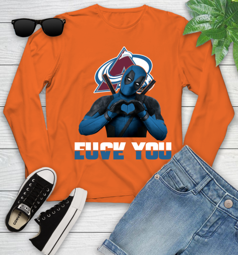 NHL Colorado Avalanche Deadpool Love You Fuck You Hockey Sports Youth Long Sleeve 3