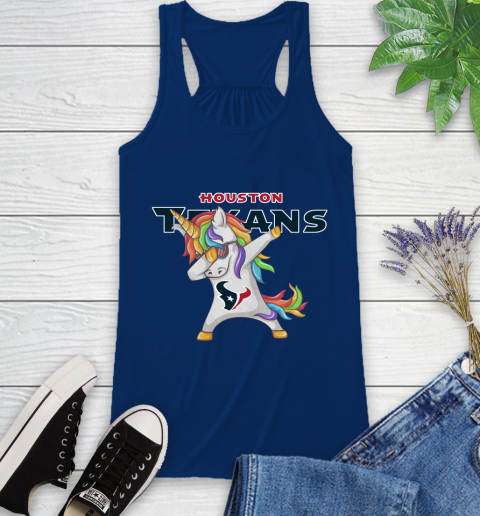 Houston Texans NFL Football Funny Unicorn Dabbing Sports Racerback Tank 9