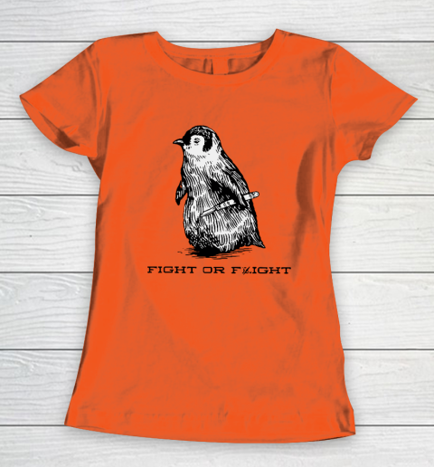 Fight Or Flight Funny Penguin Pun Women's T-Shirt - Image 3
