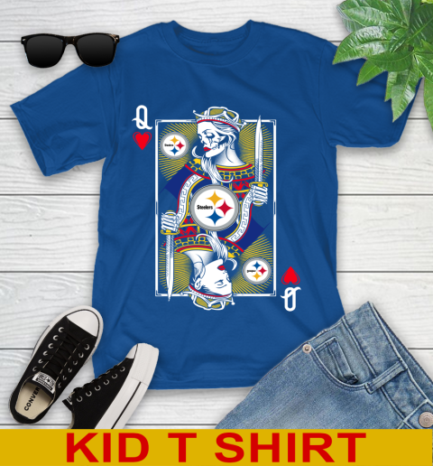 NFL Football Pittsburgh Steelers The Queen Of Hearts Card Shirt Youth T-Shirt 10