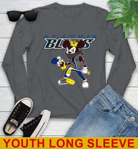 St.Louis Blues NHL Hockey Mickey Peace Sign Sports Youth Long Sleeve 9