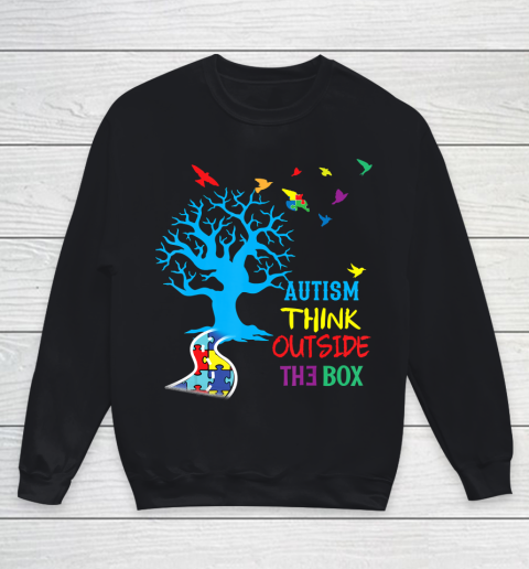 Autism Awareness Tree Autism Think Outside The Box Youth Sweatshirt