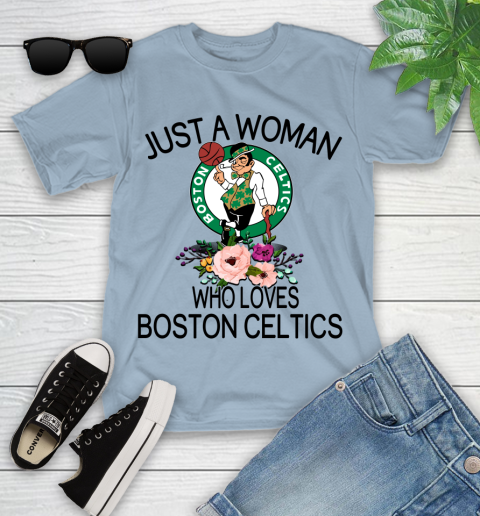 NBA Just A Woman Who Loves Boston Celtics Basketball Sports Youth T-Shirt 6