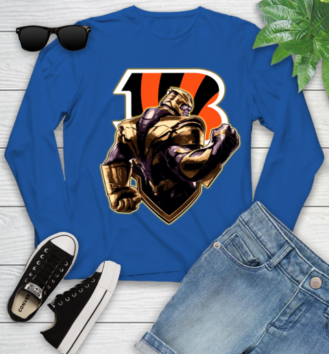 NFL Thanos Avengers Endgame Football Sports Cincinnati Bengals Youth Long Sleeve 9