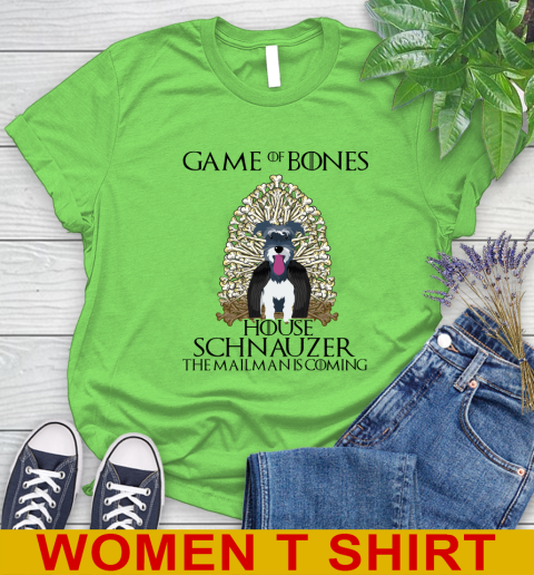 Game of bones house schnauzer dog the mailman is coming tshirt 80