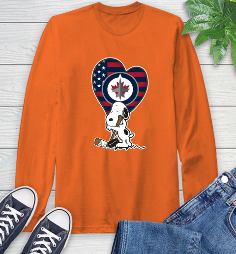 Winnipeg Jets NHL Hockey The Peanuts Movie Adorable Snoopy Long Sleeve T-Shirt 5