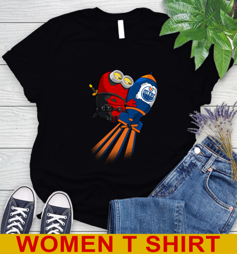 NHL Hockey Edmonton Oilers Deadpool Minion Marvel Shirt Women's T-Shirt