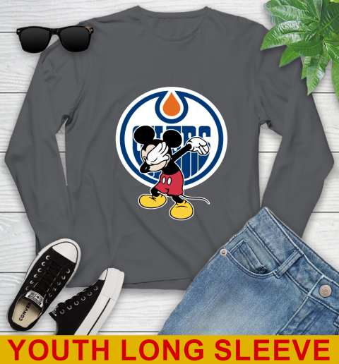 Edmonton Oilers NHL Hockey Dabbing Mickey Disney Sports Youth Long Sleeve 9