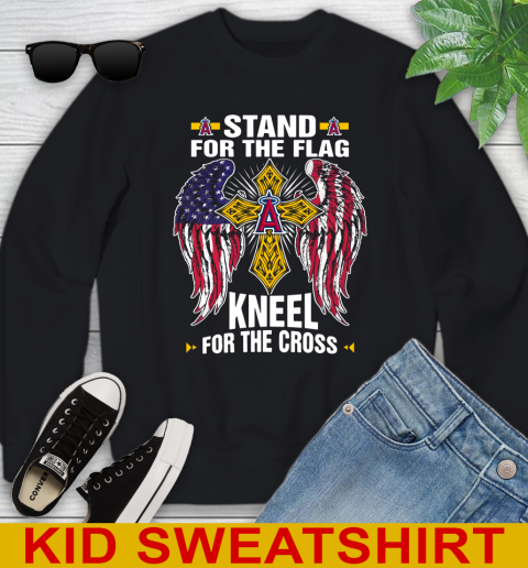 MLB Baseball Los Angeles Angels Stand For Flag Kneel For The Cross Shirt Youth Sweatshirt