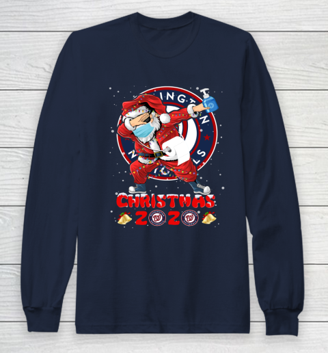 Washington Nationals Funny Santa Claus Dabbing Christmas 2020 MLB Long Sleeve T-Shirt 2