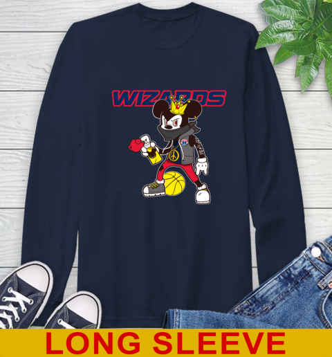 Washington Wizards NBA Basketball Mickey Peace Sign Sports Long Sleeve T-Shirt 4