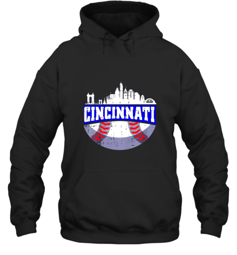 Cincinnati Baseball Skyline Ohio Baseball Player Gift Hoodie