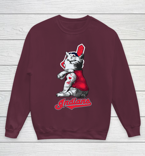 MLB Baseball My Cat Loves Cleveland Indians Youth Sweatshirt 4
