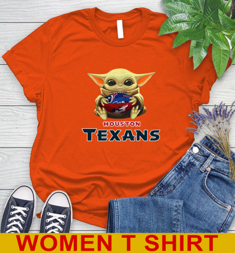 NFL Football Houston Texans Baby Yoda Star Wars Shirt Women's T-Shirt 4