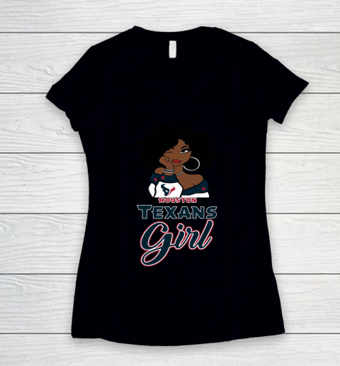 Houston Texans Girl NFL Women's V-Neck T-Shirt