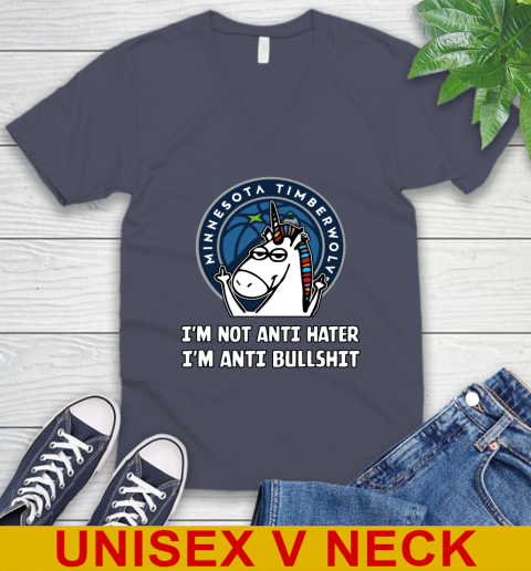 Minnesota Timberwolves NBA Basketball Unicorn I'm Not Anti Hater I'm Anti Bullshit V-Neck T-Shirt 8