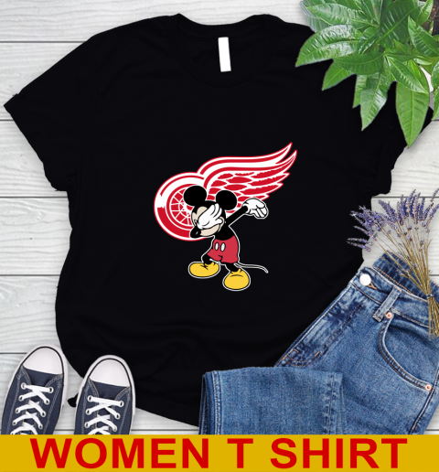 Detroit Red Wings NHL Hockey Dabbing Mickey Disney Sports Women's T-Shirt 2