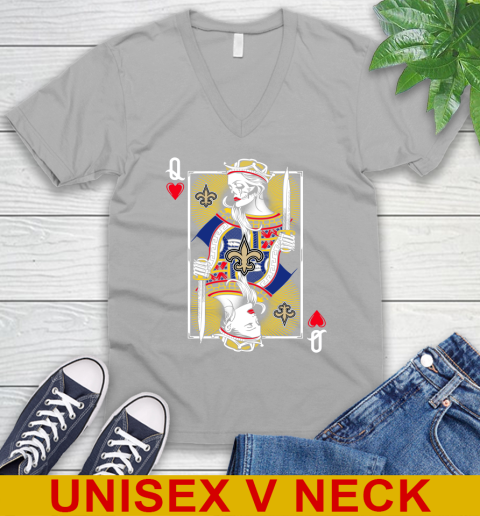 NFL Football New Orleans Saints The Queen Of Hearts Card Shirt V-Neck T-Shirt 3