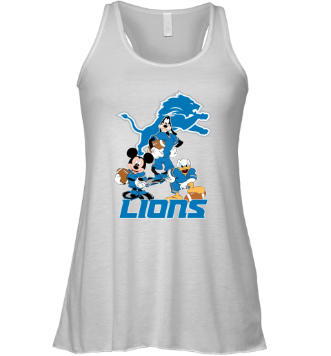 Mickey Donald Goofy The Three Detroit Lions Football Racerback Tank