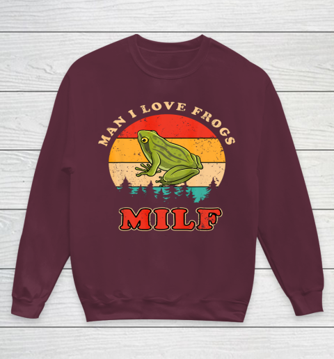 MILF Man I Love Frogs Funny Retro Frog Youth Sweatshirt 4