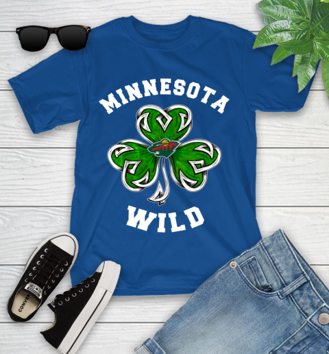 NHL Minnesota Wild Three Leaf Clover St Patrick's Day Hockey Sports Youth T-Shirt 12