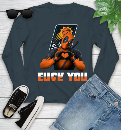 NBA Phoenix Suns Deadpool Love You Fuck You Basketball Sports Youth Long Sleeve 9