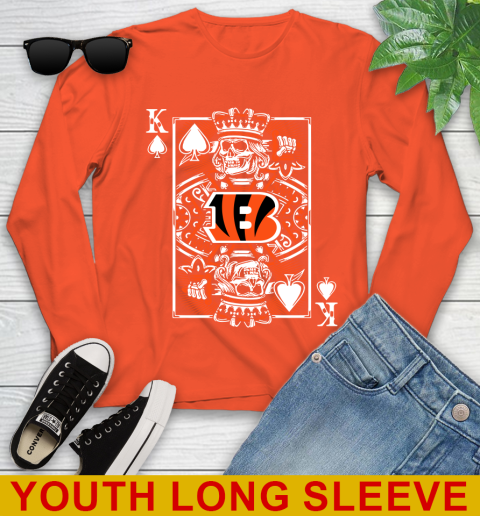 Cincinnati Bengals NFL Football The King Of Spades Death Cards Shirt Youth Long Sleeve 3