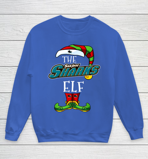 San Jose Sharks Christmas ELF Funny NHL Youth Sweatshirt 6