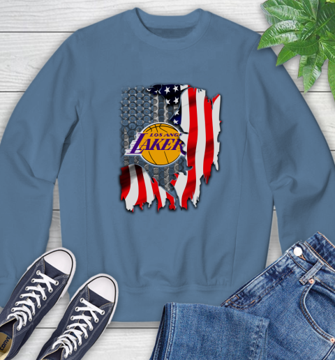 Los Angeles Lakers NBA Basketball American Flag Sweatshirt 8
