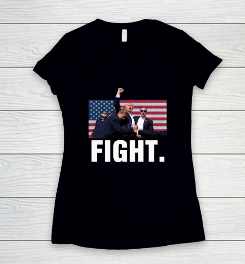Trump Shooting Shirt Old Row Trump Fight Women's V-Neck T-Shirt