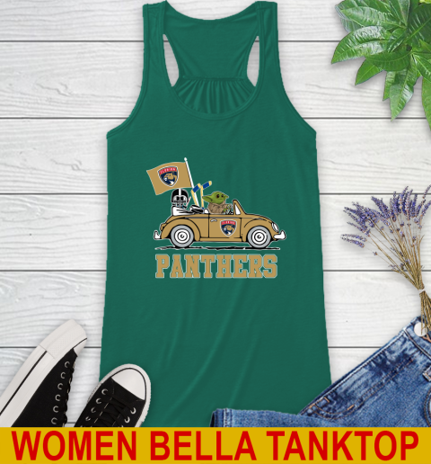 NHL Hockey Florida Panthers Darth Vader Baby Yoda Driving Star Wars Shirt Racerback Tank 7