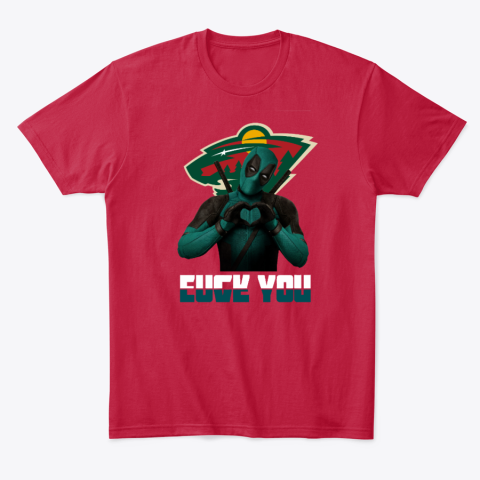 sjyq minnesota wild deadpool love you fuck you classic t shirt 2 front red