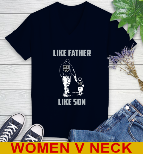 Los Angeles Kings NHL Hockey Like Father Like Son Sports Women's V-Neck T-Shirt 2