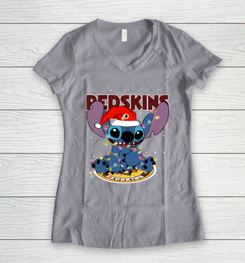 Washington Redskins NFL Football noel stitch Christmas Women's V-Neck T-Shirt 2