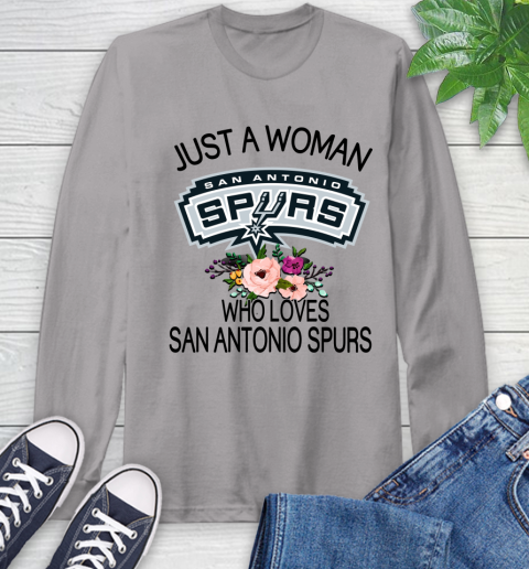 NBA Just A Woman Who Loves San Antonio Spurs Basketball Sports Long Sleeve T-Shirt 4