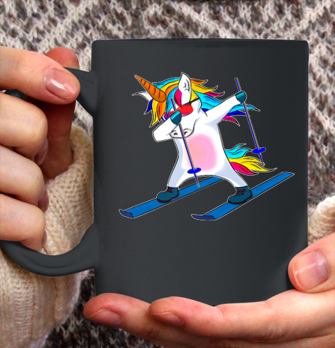 Skiing Unicorn Dabbing Funny Gift Ceramic Mug 11oz