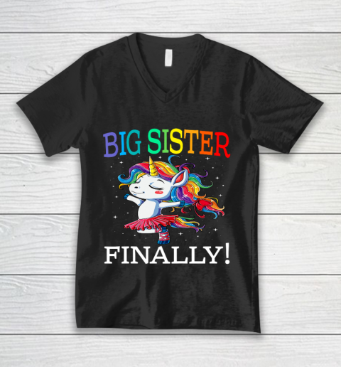 Big Sister Finally Unicorn Shirt Unicorn shirt for Girl V-Neck T-Shirt