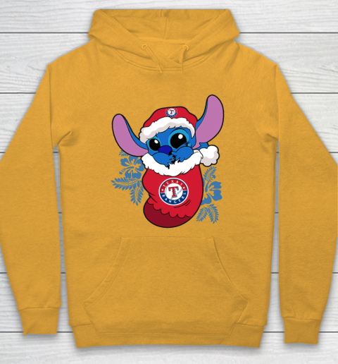 Texas Rangers Christmas Stitch In The Sock Funny Disney MLB Hoodie 3