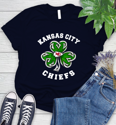 NFL Kansas City Chiefs Three Leaf Clover St Patrick's Day Football Sports Women's T-Shirt 2