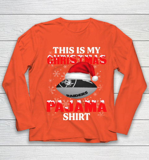 Oakland Raiders This Is My Christmas Pajama Shirt NFL Youth Long Sleeve 3