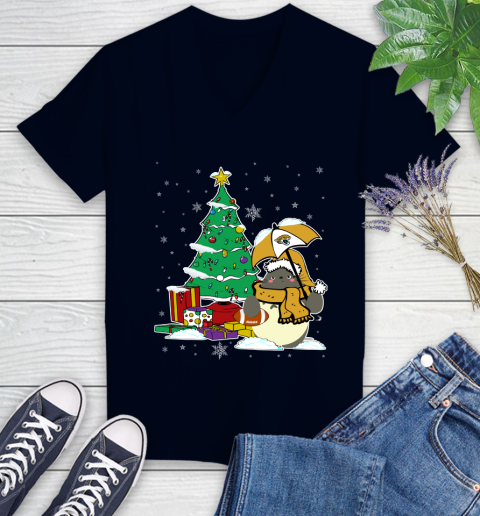 Jacksonville Jaguars NFL Football Cute Tonari No Totoro Christmas Sports Women's V-Neck T-Shirt 2